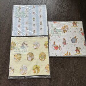 Lot of 3 New Vintage Beatrix Potter Gift Wrapping Paper 2 Sheets Gibson